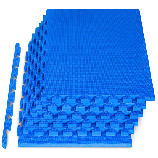 ProsourceFit Weaved Pattern Extra Thick Exercise Puzzle Mat 1-inch, EVA Foam Interlocking Tiles for Protective, Cushioned Flooring for Home and Gym Equipment; Blue, 24 SQ FT, 6 Tiles