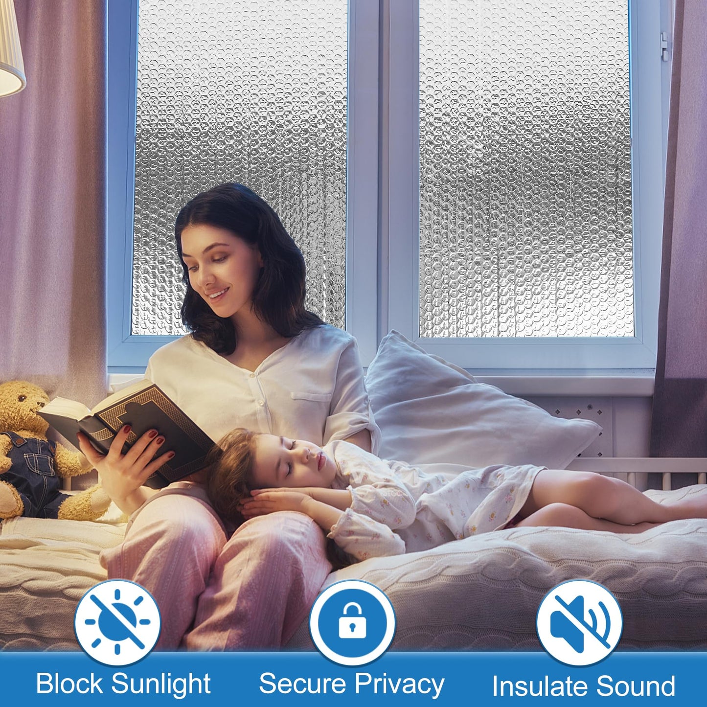 ToLanbbt Reflective Insulation Roll, 47IN x 10FT Double Bubble Wrap Insulation Sheet, 3MM Reflective Aluminum Foil Thermal Shield Radiant Barrier with 60 Pcs Adhesive Tapes for Window RV Attic Wall