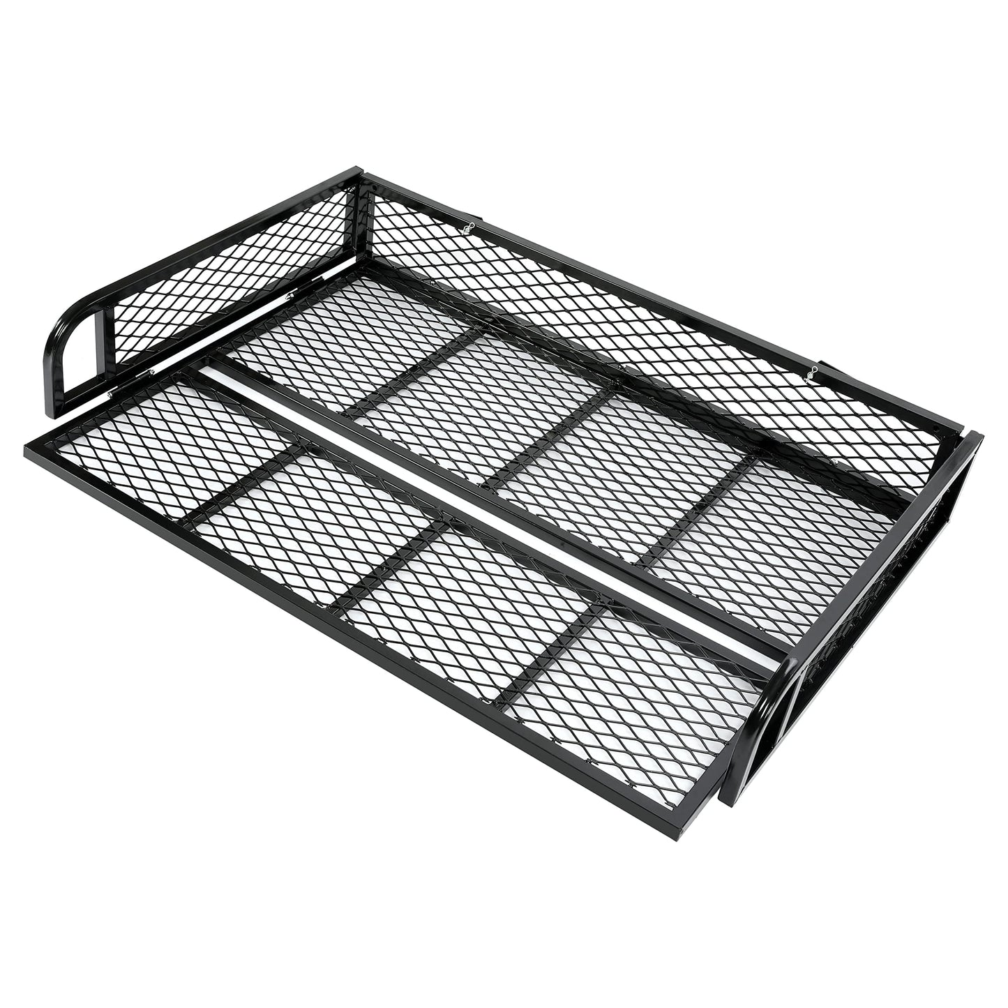 ECOTRIC Rear Cargo Basket Universal ATV UTV Storage Rack Rear Goods Mesh Rack Black Steel