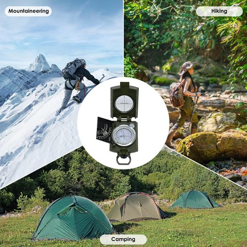 COVVY Compass,Outdoor Military Waterproof Lens Sighting Scout Compass,High Precision Directional Compass Hiking with Survival Gifts Whistle for Hiking Backpacking Camping、Outdoor Navigation