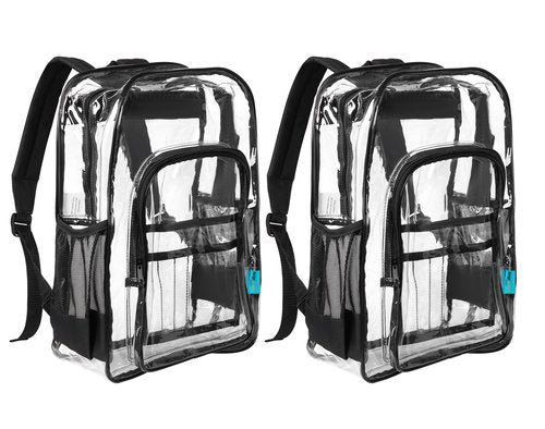 BeigeSwan 17-Inch Clear Backpack, Backpack with Zipper Pen Pencil Case for Sports,Work,Stadium,Security Travel, BPCK1003MUL-6