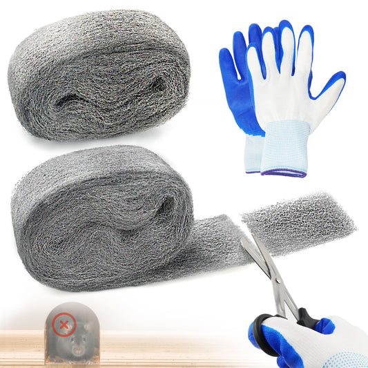 Steels Wools Mice Control: #0000 Steel Wool Metal Fabric Mesh - As Gaps Fillers to Keep Mice Away - Protection for Siding, Pipelines, Garden Vents and Garages - 2Pcs