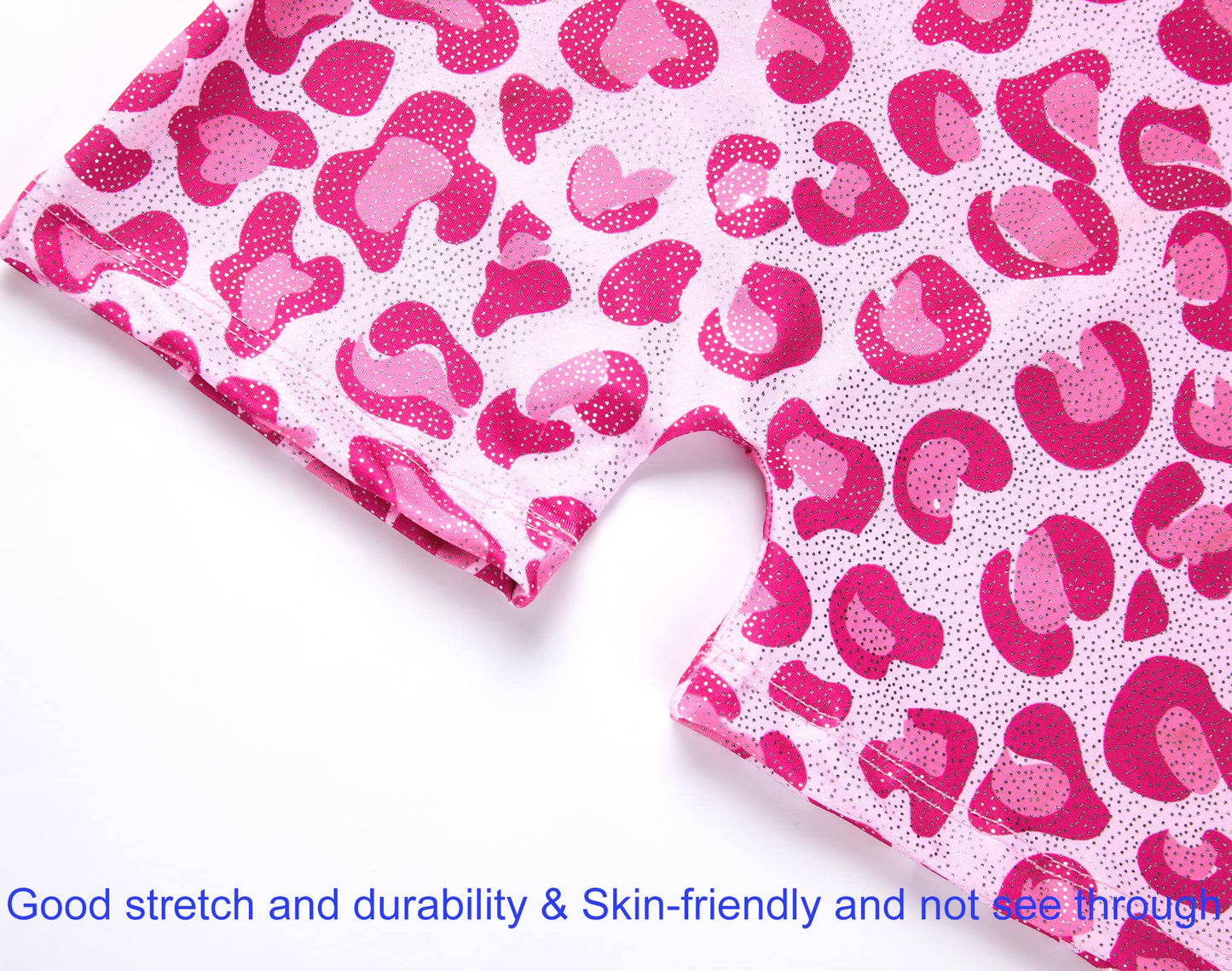 Domusgo Girls Gymnastics Leotards Size 4t 5t Shiny One Piece Soft Pink Leopard Dot Tumbling Unitards