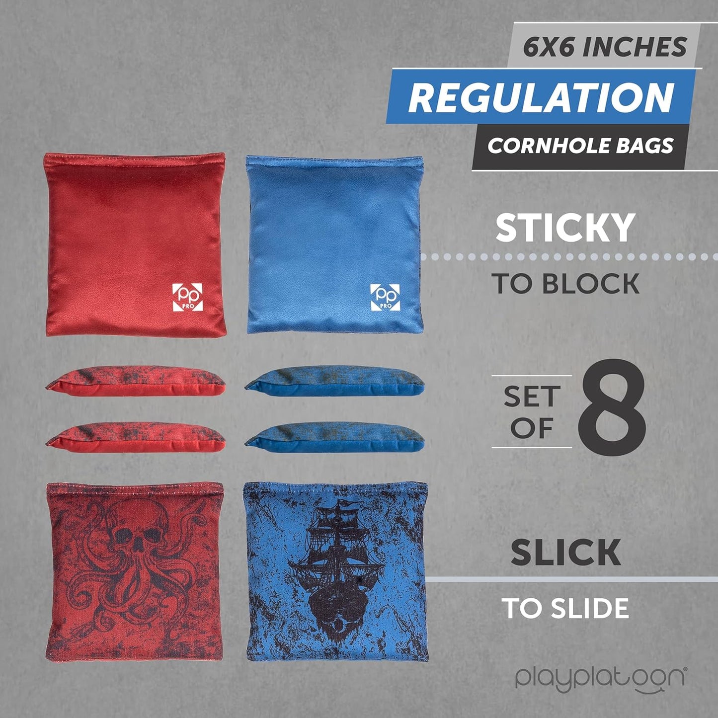 Skiennix Professional Cornhole Bags - Set of 8 Regulation All-Weather Double-Sided Bean Bags
