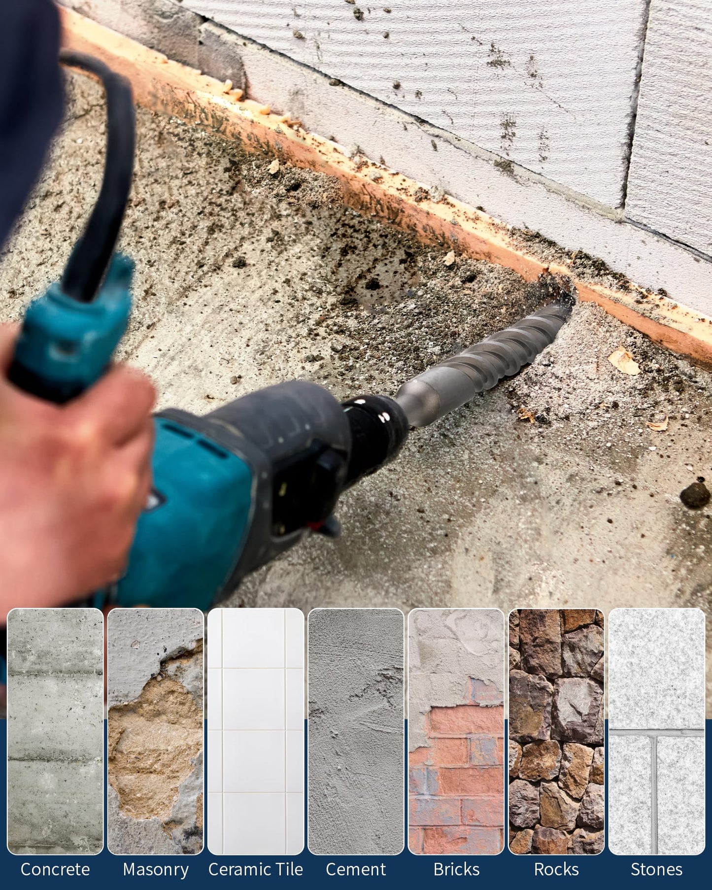 1/4 Inch x 12 Inch SDS Plus Rotary Hammer Drill Bit, Firecore Tungsten Carbide Long Drill Bits for Concrete Masonry Ceramic Tile Cement Walls Brick Rocks Stone, Brocas para Concreto