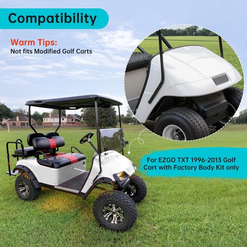 10L0L Front Rear Fender Flares for EZGO TXT 1996-2013 Golf Cart with Factory Body Kit (Not Fit Modified Golf Carts), Includes Stainless Steel Mounting Screws, Pack of 4