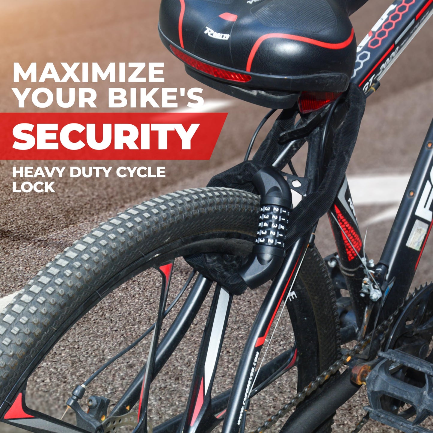 PRO BIKE TOOL Bike Lock – Heavy Duty Anti Theft Bike Chain Lock & Bicycle Cable Lock, 35.4" 5-Digit Combination Lock, Keyless Security Lock for Road, Mountain, Electric & BMX Bikes