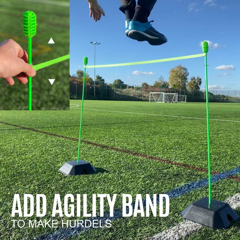QUICKPLAY PRO Speed + Agility Set, Multi-Sport Training Agility Poles | Cones | Speed Hurdles | Soccer Tennis | Crowd Barrier (PRO Speed & Agility Set)