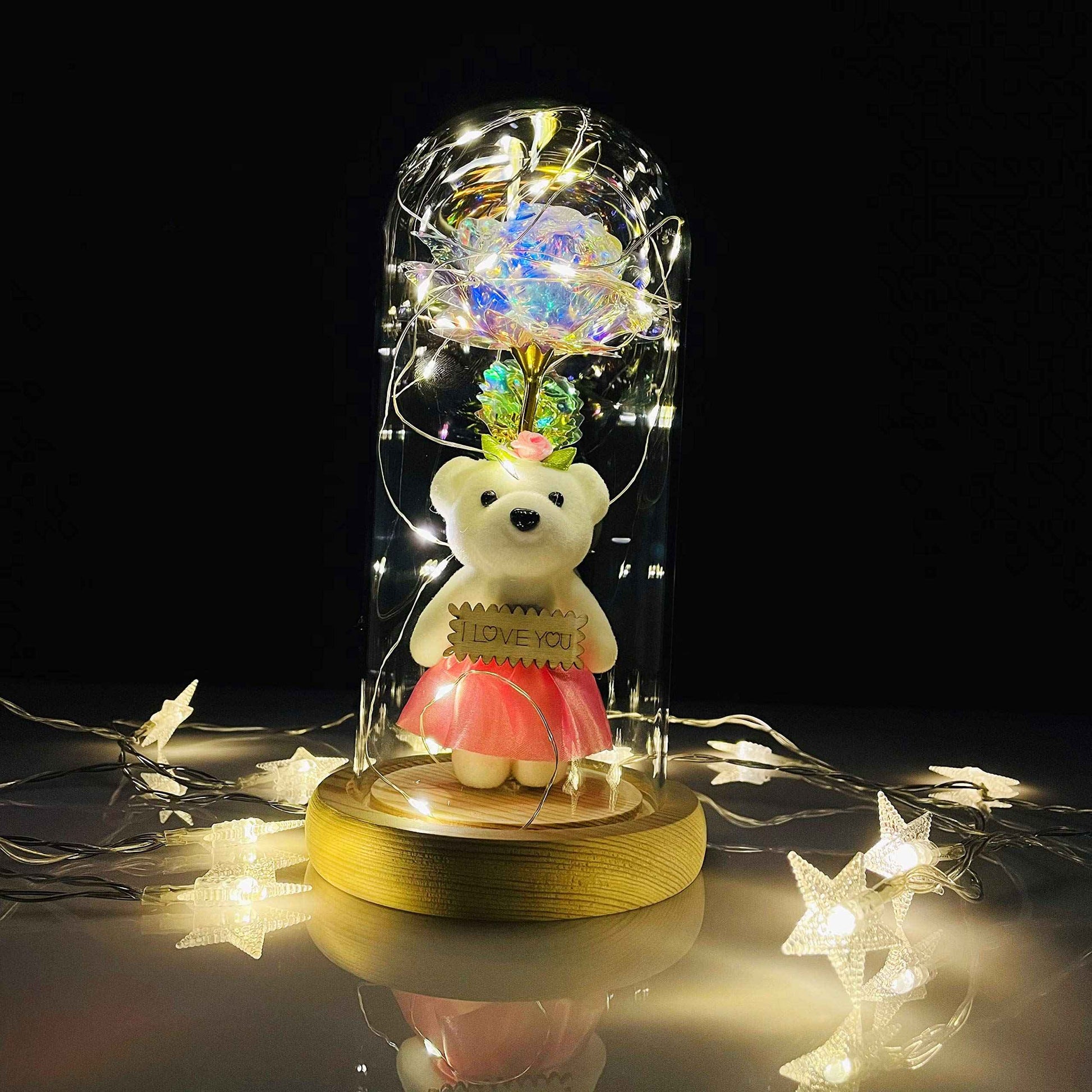 Christmas Rotating Rose Rift for Women, Rotating and Iighting Glass Dome Red Rose, and Giving It to Mother for Anniversary, Christmas and Birthday