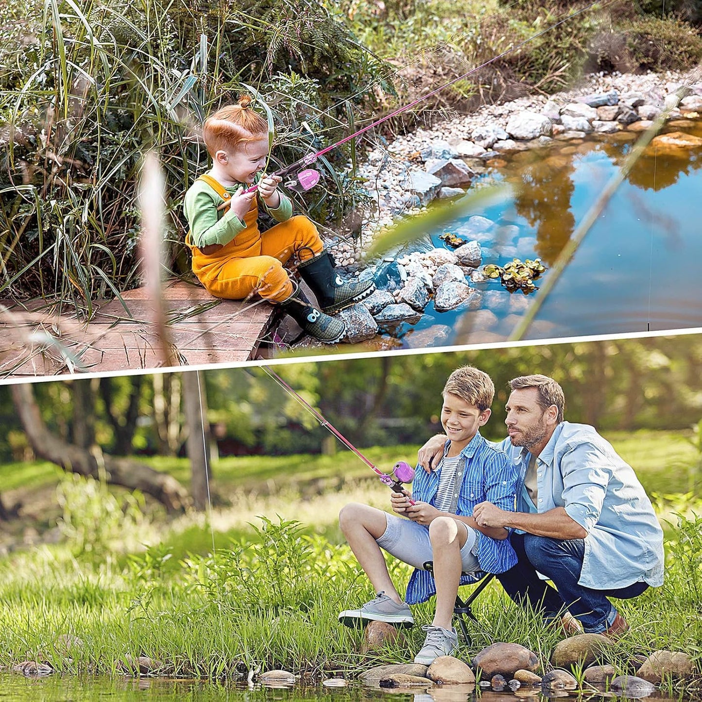 Milerong Kids Fishing Rod - Portable Telescopic Fishing Pole & Reel Combo Kit for Boys & Girls