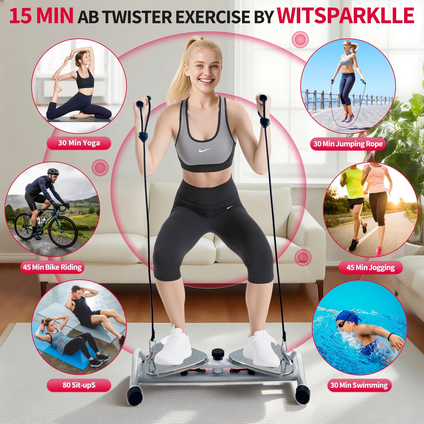 Metal Waist Twister Machine Exercise Fitness Tool – Ab Twister Board with 500 lbs Capacity Ultra-Quiet,Core Trainer for Slim Waist and Ab Exercise,All-Metal Anti-Slip Footrest,Women Men,Home Gym Equipment