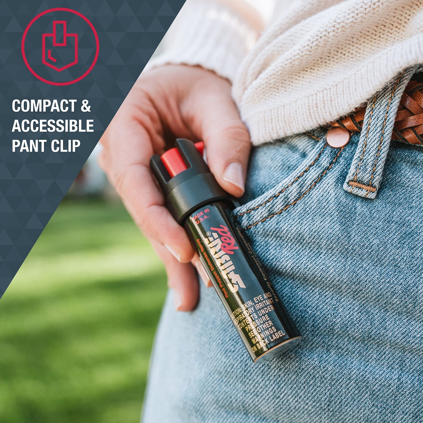 SABRE 3-in-1 Compact Defense Spray – Pepper Spray, Tear Gas & UV Dye, Max Police Strength, Belt Clip for Quick Access, 4X Longer Spray Time (Up to 13 Seconds), 0.67 fl oz, Secure & Easy Safety