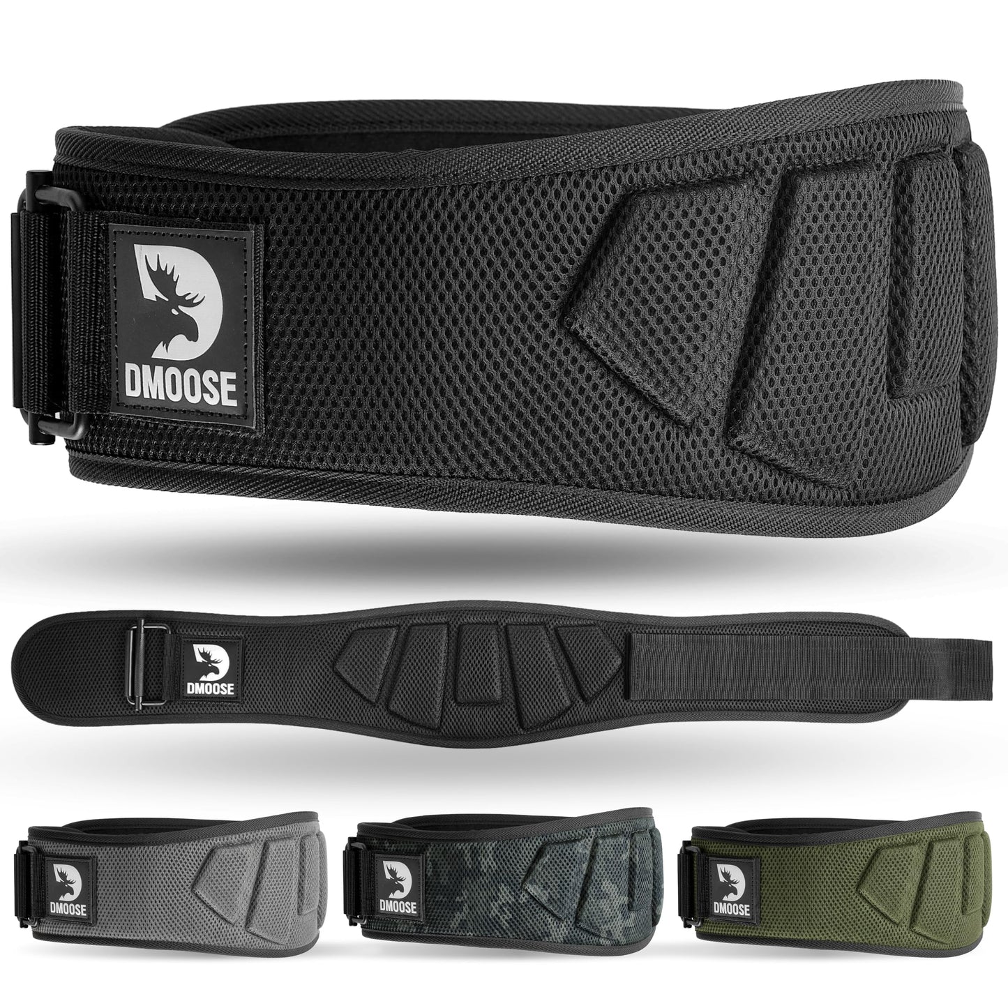 DMoose lifting belts 6 Inch Auto-Lock Breathable Weight Lifting Back Support, Workout Back Support for Lifting, Fitness, Cross Training and Powerlifting - Black Medium