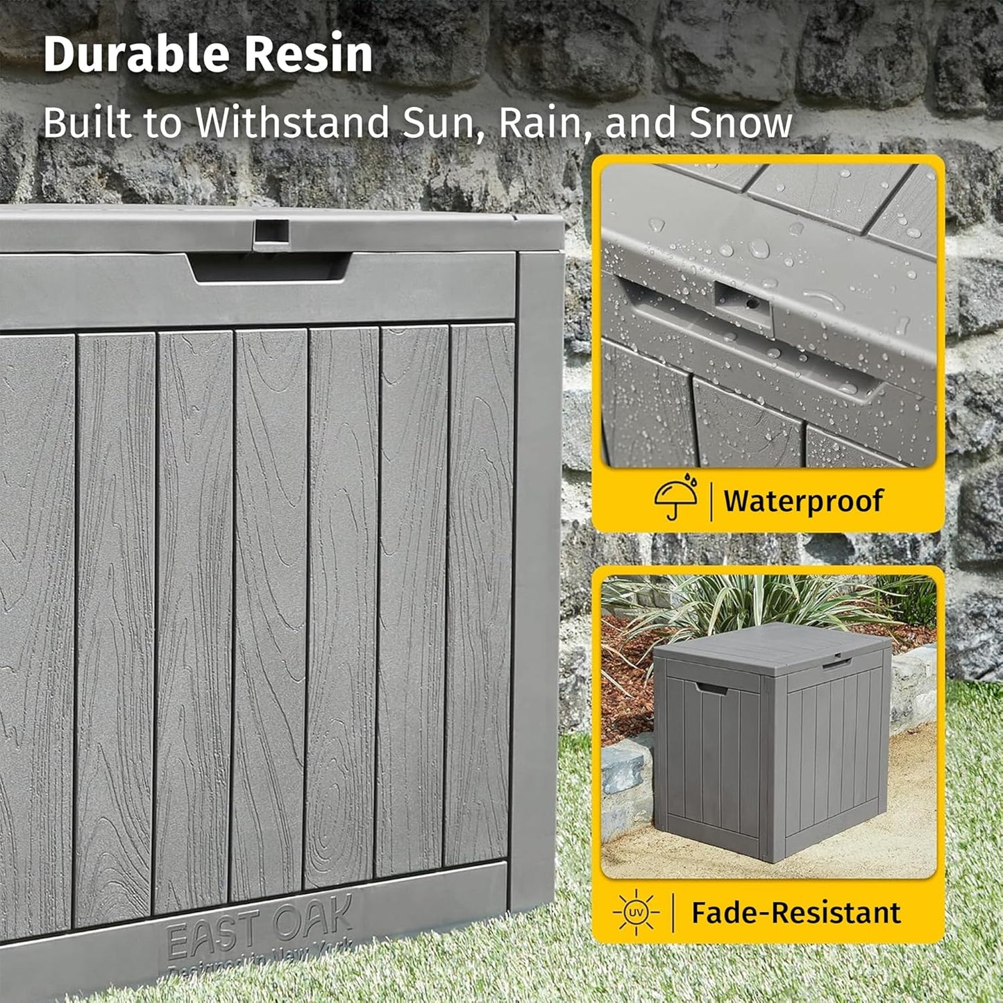 31 Gallon Waterproof Outdoor Storage Box - Lockable Resin Deck Bin for Patio Cushions & Tools - UV Resistant, Black