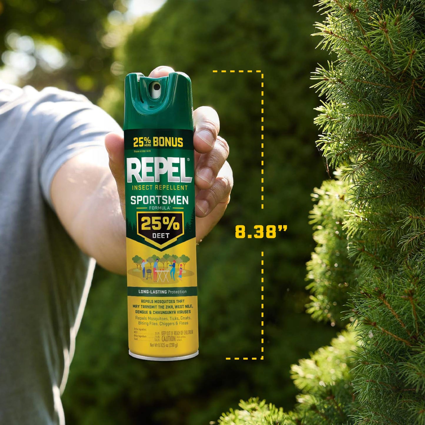 Repel Insect Repellent Sportsmen Formula 25% DEET, 8.125 Ounces, Bonus Aerosol with 25% DEET to Repel Mosquitoes, Ticks, Gnats, Biting Flies, Chiggers and Fleas for Long-Lasting Protection