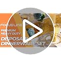 FOCUSLINE Gold Diamond Rim Square Disposable Dinnerware Set for 25 Guests, 175 Pieces