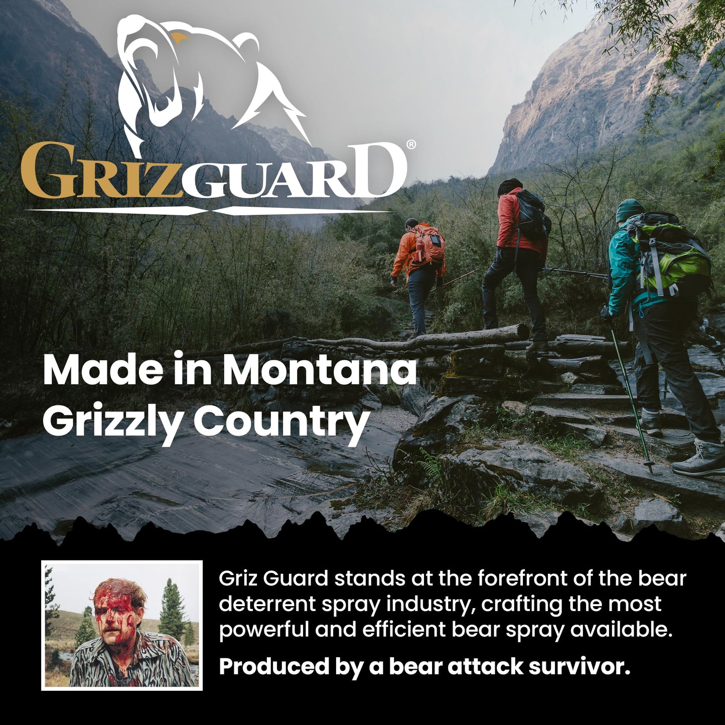 Griz Guard 260GG2 Bear Spray W/Holster 40 ft Range, Max Strength, EPA-Registered Spray for Bears, Mountain Lions, Coyotes, Dogs, & Moose, Outdoor Hiking & Camping Protection, Glow Safety, 9.2oz, 2PK