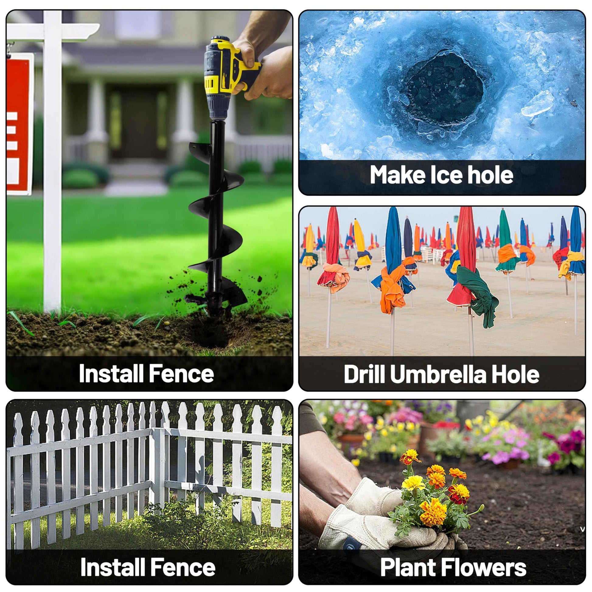 Lauyeboho 4x16 Upgraded Post Hole Auger - Auger Drill Bit for Planting,Spiral Drill Bit for Planting-Heavy-Duty Spiral Blade Garden Drill Bit for 3/8" Hex Drive Drill