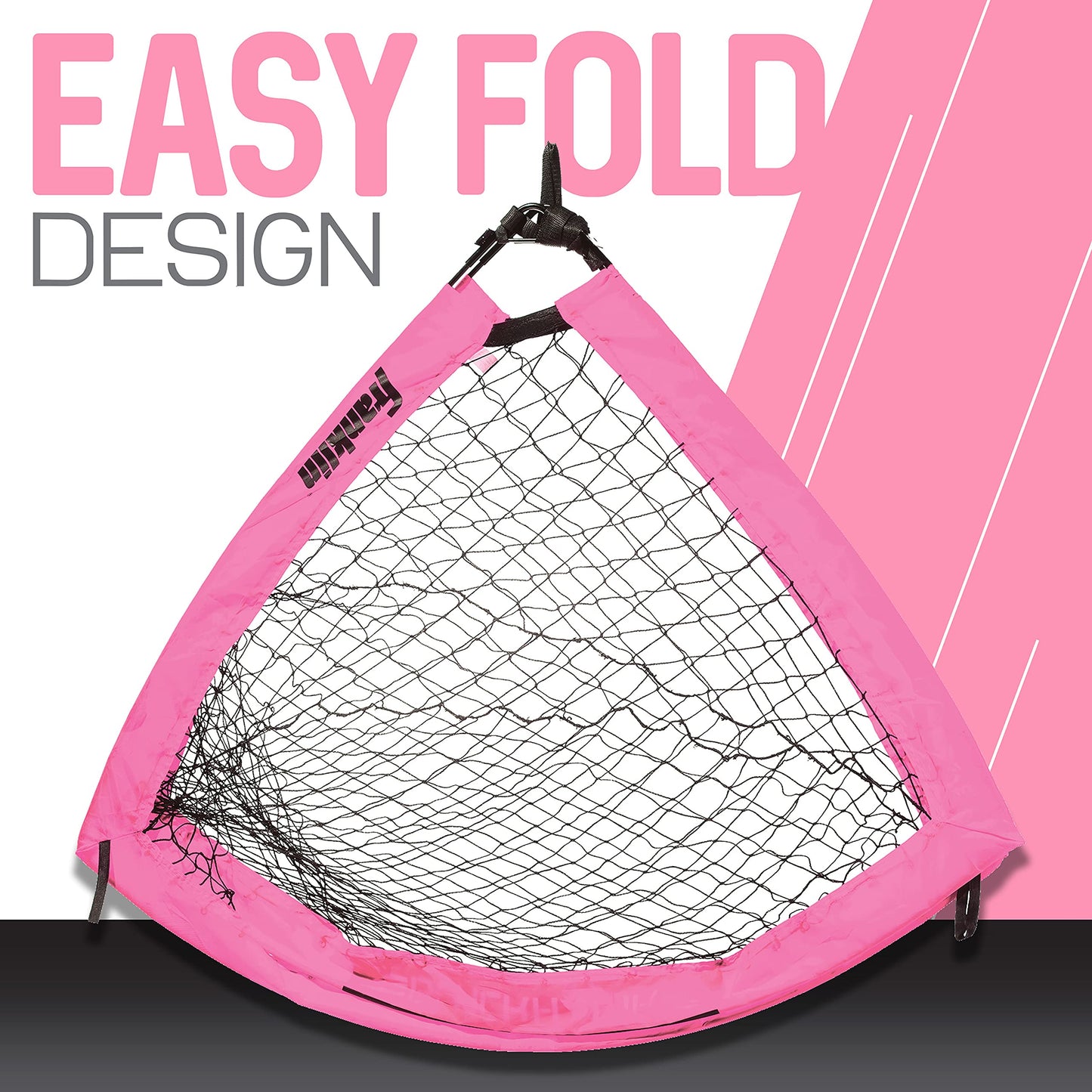 Franklin Sports Blackhawk Soccer Goals for Backyard - Folding Pop Up Net for Kids, Youth, and Adults - Portable Soccer Net for Indoor and Outdoor Games - 6.5' x 3.5' - Pink