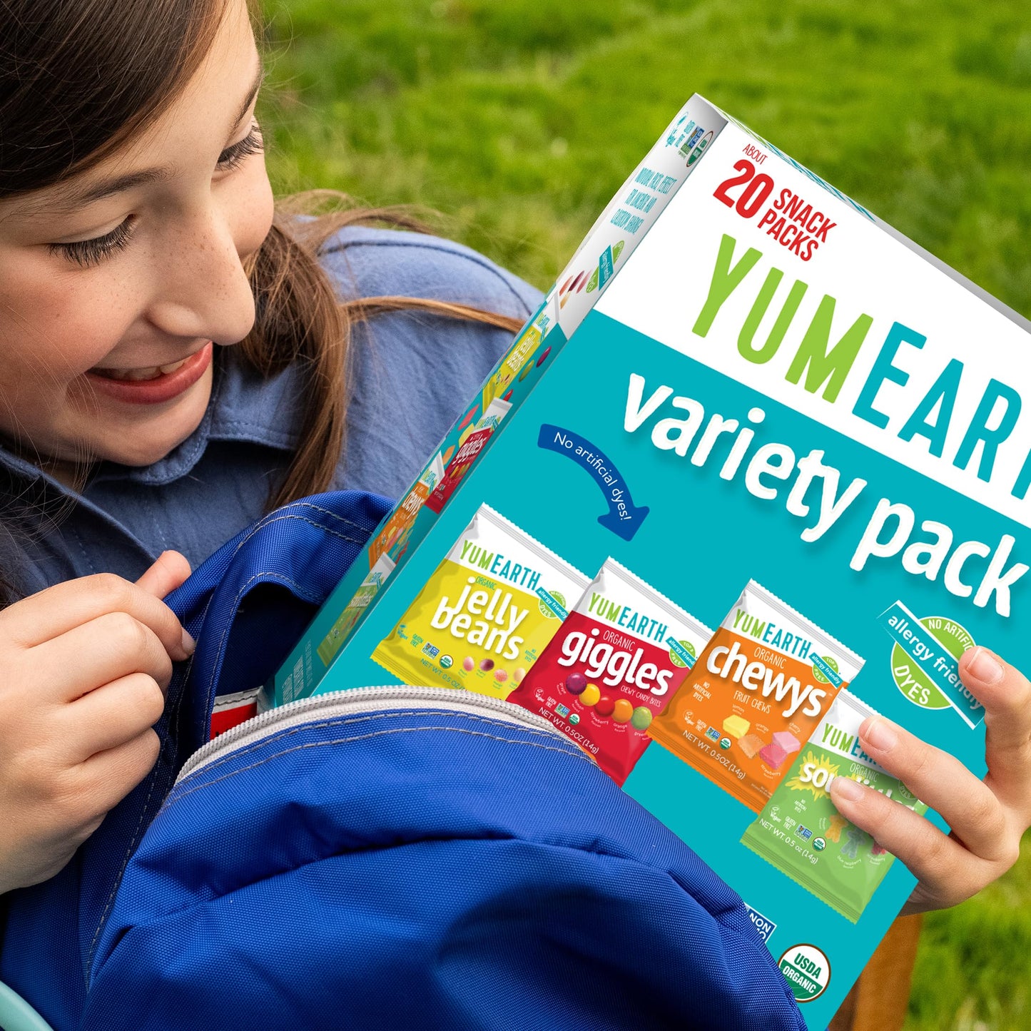 YumEarth Organic Variety Box - Jelly Beans, Giggles, Chewys, Sour Littles - Allergy Friendly (Top 9 Free), No Artificial Dyes, Non GMO, Gluten Free, Vegan -Individually Wrapped (Pack of 20)