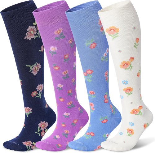 LEVSOX Bamboo Compression Socks - 20-30 mmHg Knee High Support for Pregnant Women | Cute Design
