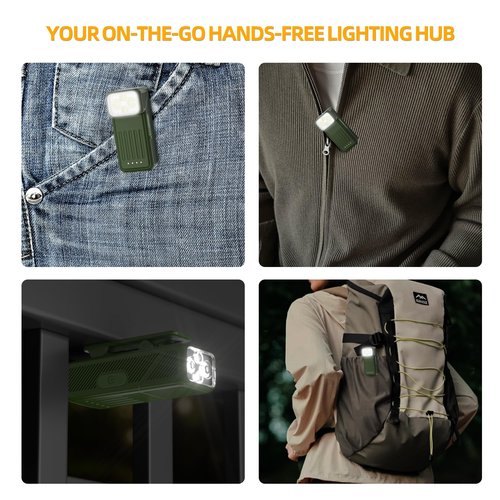 Eyshwu EDC Flashlight Rechargeable Clip-On Light with 90° Rotatable Head, 200-Lumen Mini Flashlight Hands-Free Pocket Light, with 10 Lighting Effects, Magnetic for Camping, Emergency, Running
