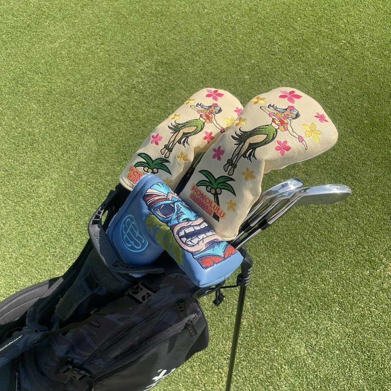 Studio Crafted Hawaiian Tiki Golf Blade Putter Headcover Magnetic Closure