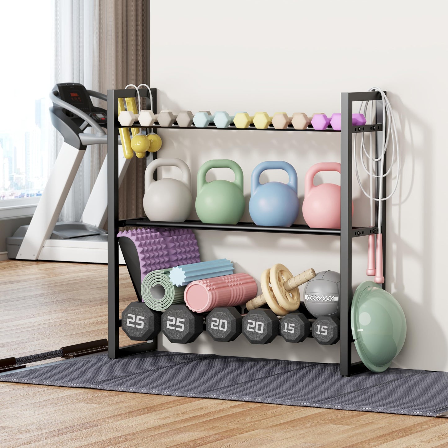 3 Tier Dumbbell Rack, Weight Rack for Home Gym, 390 lb Capacity