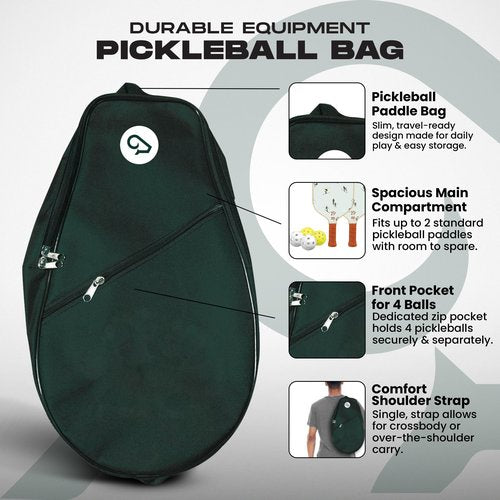 Goat Pickleball Paddles Set of 2, Includes 4 Indoor Outdoor Balls and Travel Bag, Lightweight Durable Fiberglass Pickleball Rackets Set for Men, Women, Beginners (Green)