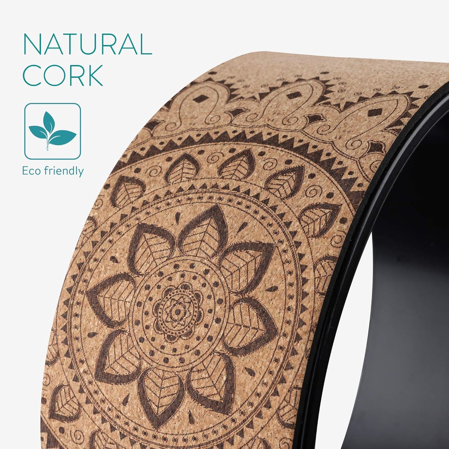 Navaris Cork Yoga Wheel - Enhance Flexibility & Stretching - Ideal for Back Bends - 13" (33cm) Diameter