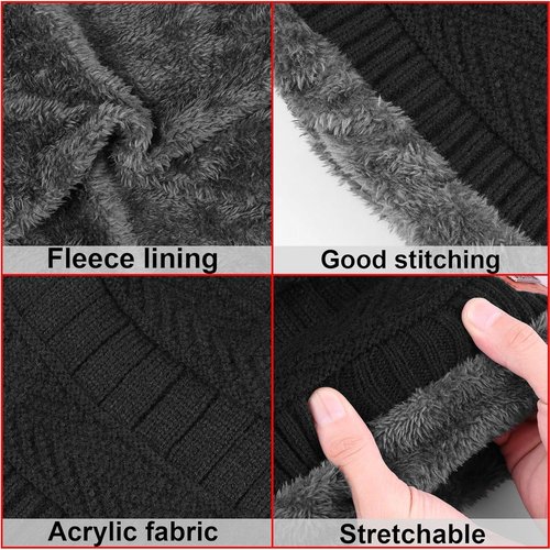KRATARC Winter Warm Scarf & Beanie Hat Set - Knit Gloves & Neck Gaiter for Men & Women