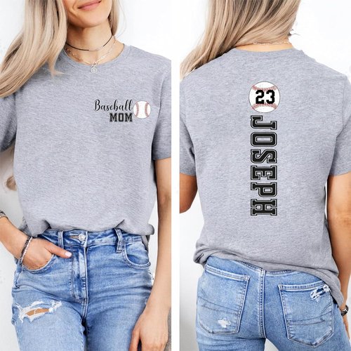 Baseball Soccer Football Shirt - Custom Name & Number for Mom, Dad, Grandma, Grandpa | Perfect Game Day Outfit