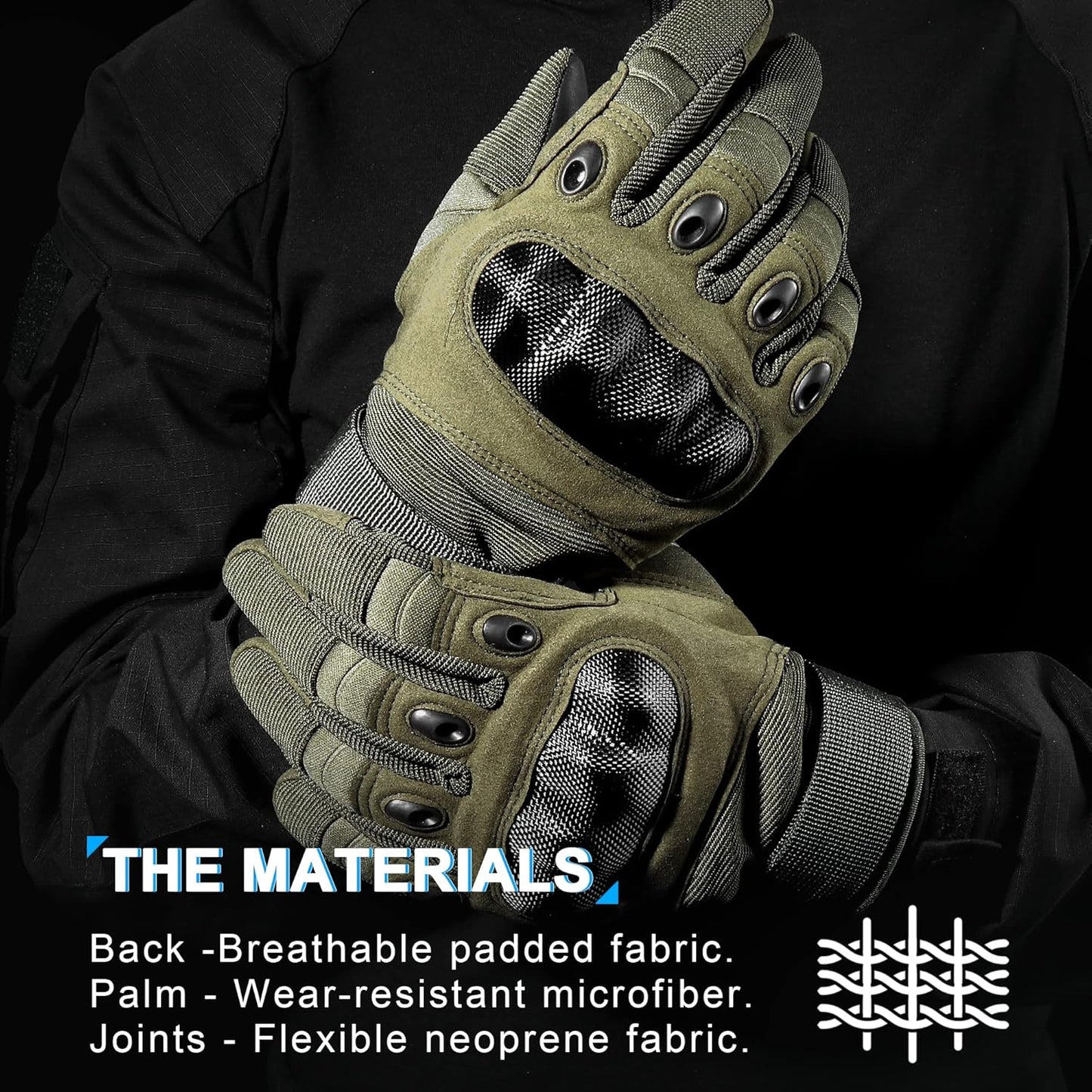 Motorcycle Tactical Gloves for Men - Touchscreen, Hard Shell & Palm Padding for Airsoft Paintball Hunting Hiking Camping Climbing Sports Cycling Gloves