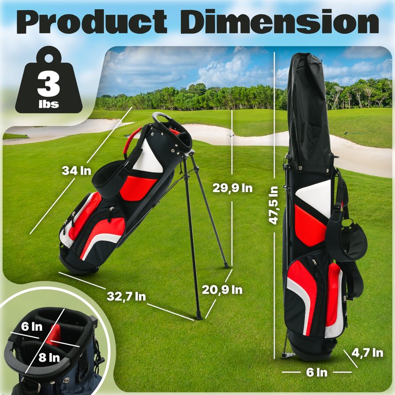Ultra-Lite Golf Stand Bag - 3 Lbs, 4 Way Divider Portable Golf Club Carry Bag, Water-Repellent Golf Travel Case with Rain Hood, Golf Gifts for Men and Women (Navy Blue)