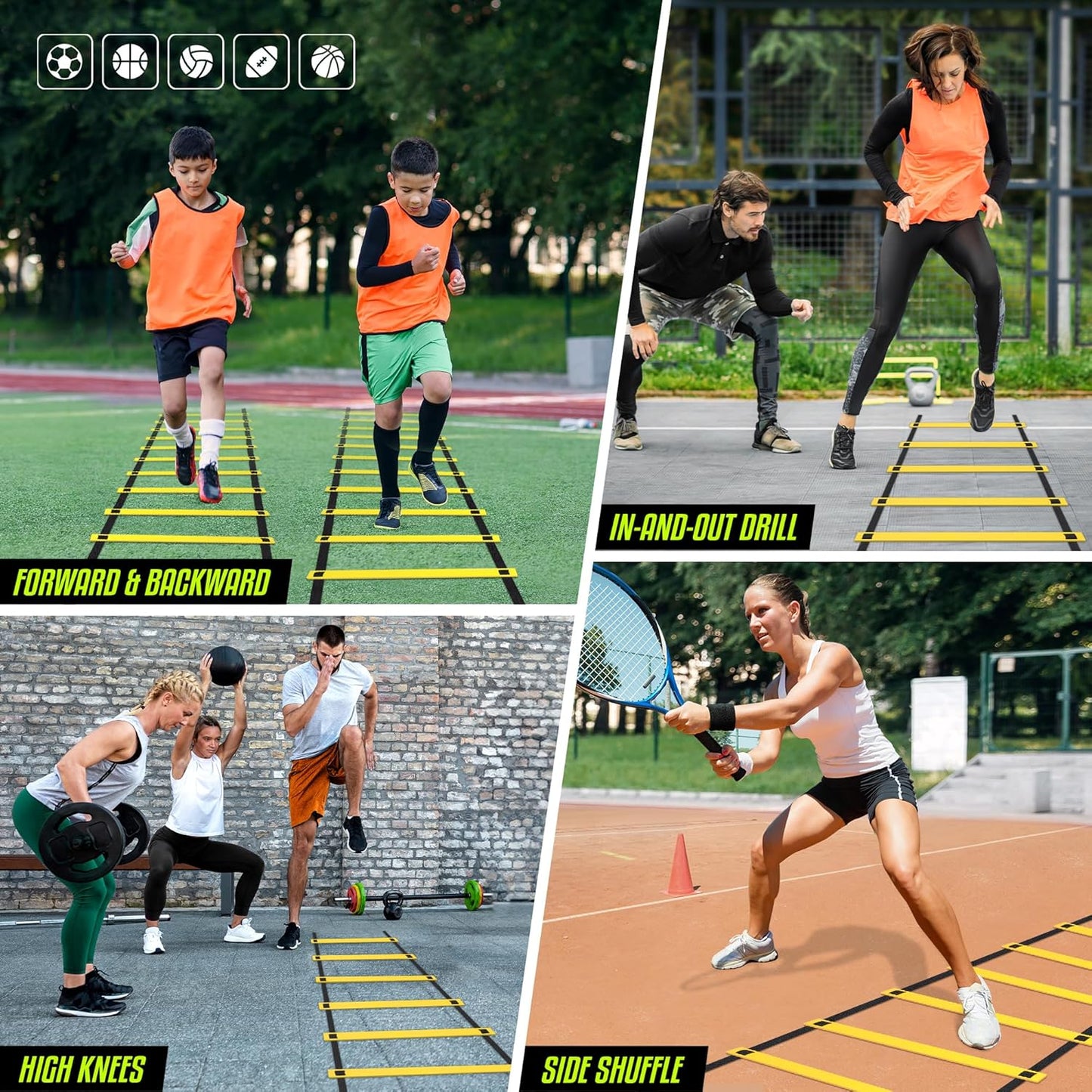 Yes4All Agility Ladder - Speed Training Equipment for All Ages | Adjustable, Durable & Portable with Carry Bag
