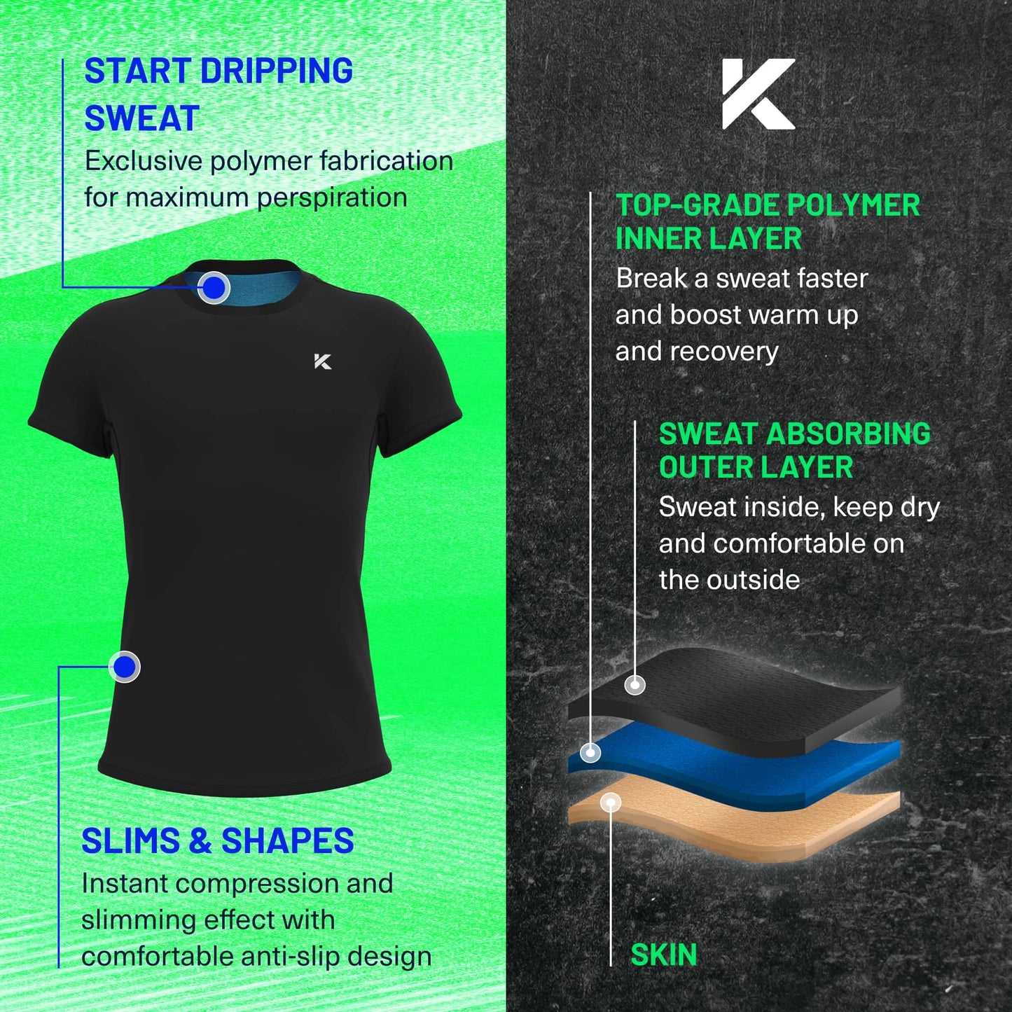 Kewlioo Sauna Shirt for Men - Original Heat Trapping Sweat Vest, Sauna Suit For Men, Compression Workout Sweat Suit for Gym, Workouts