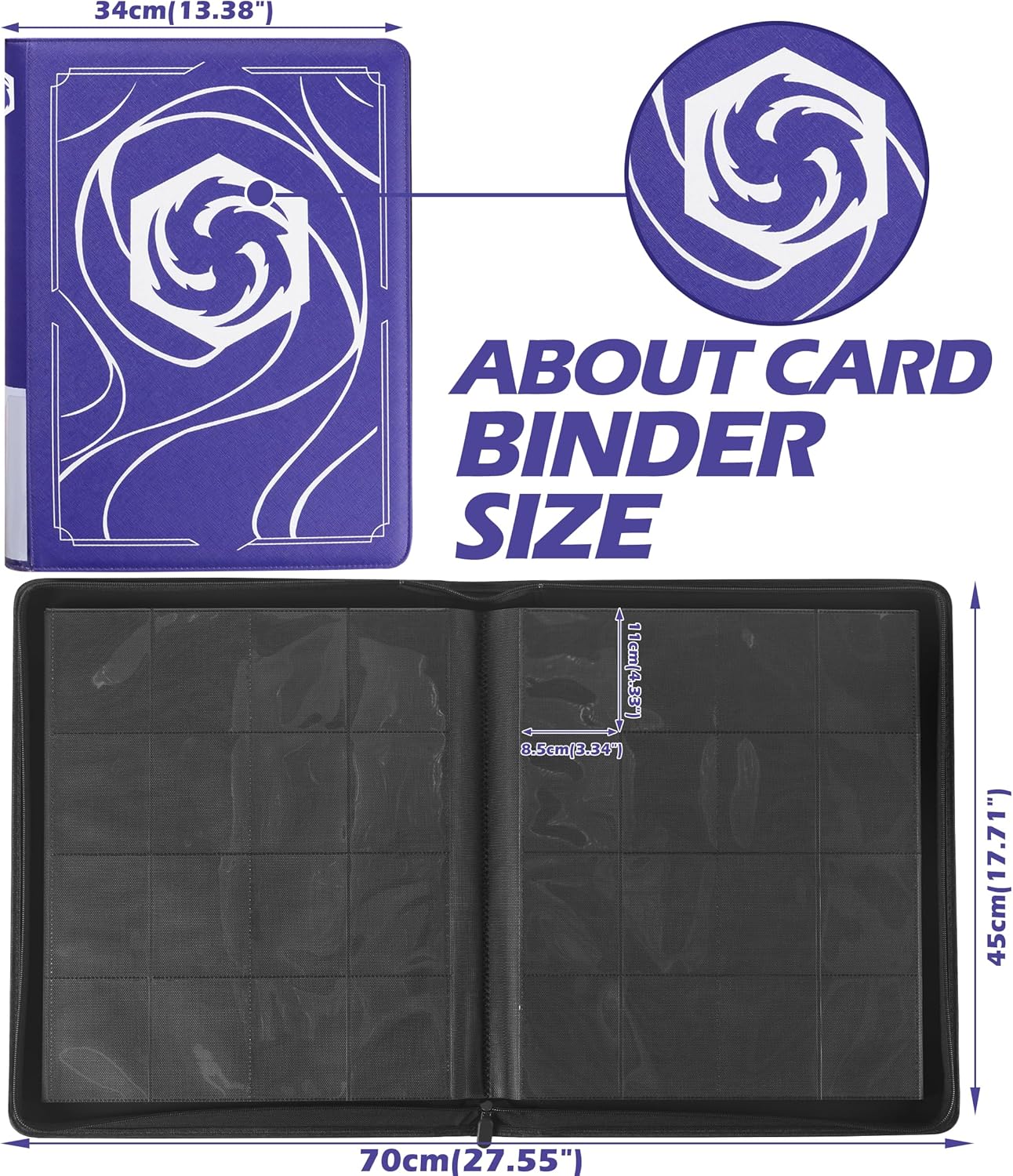 Skiennix Premium 16 Pocket Trading Card Album - Binder for 1024 Lorcana Cards, Tokens & Rules - Classic Purple