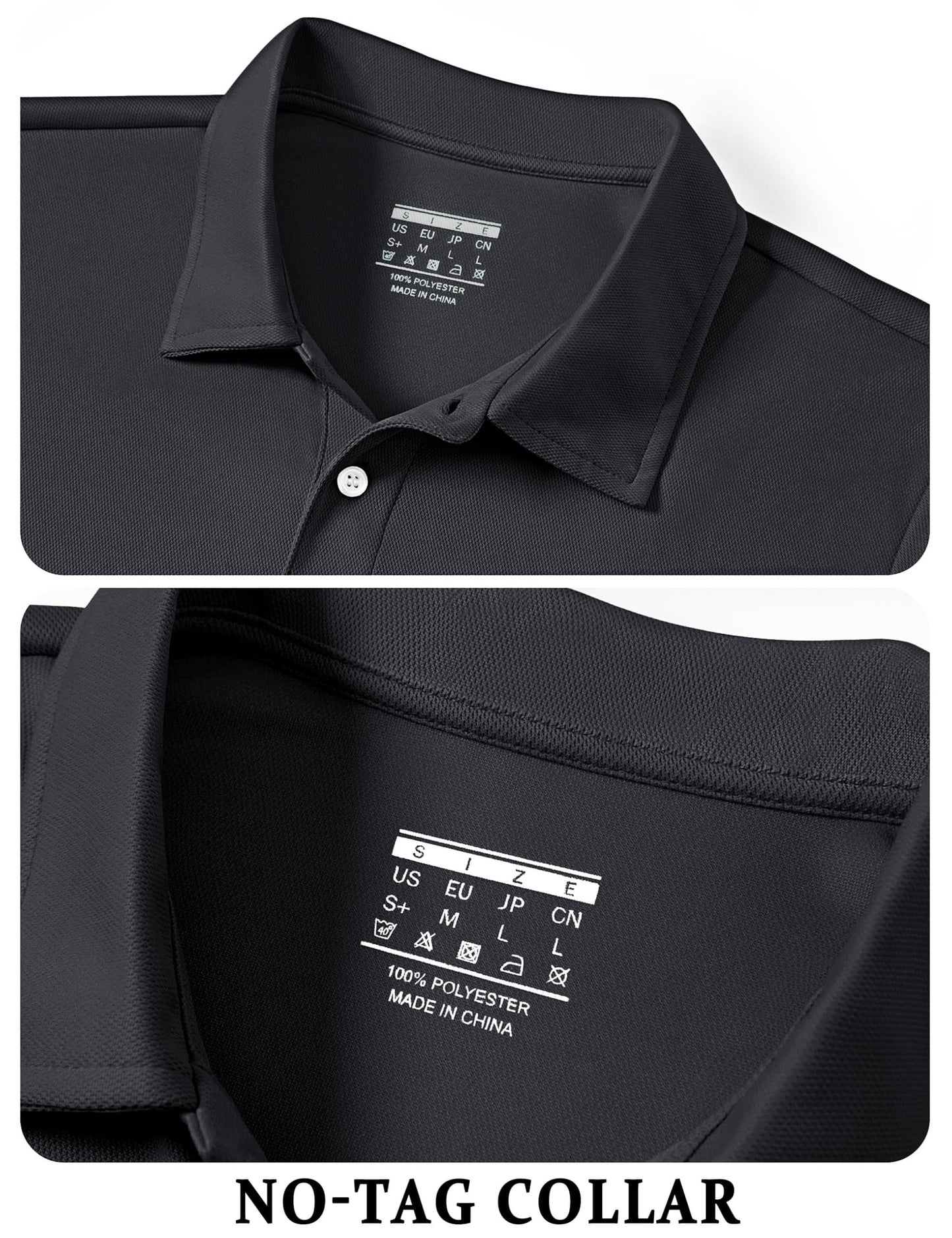 TACVASEN Mens Golf Shirt Dry Fit Mens Polo Shirts Short Sleeve Performance Golf Polos for Men with Collar Work Shirts Black, M