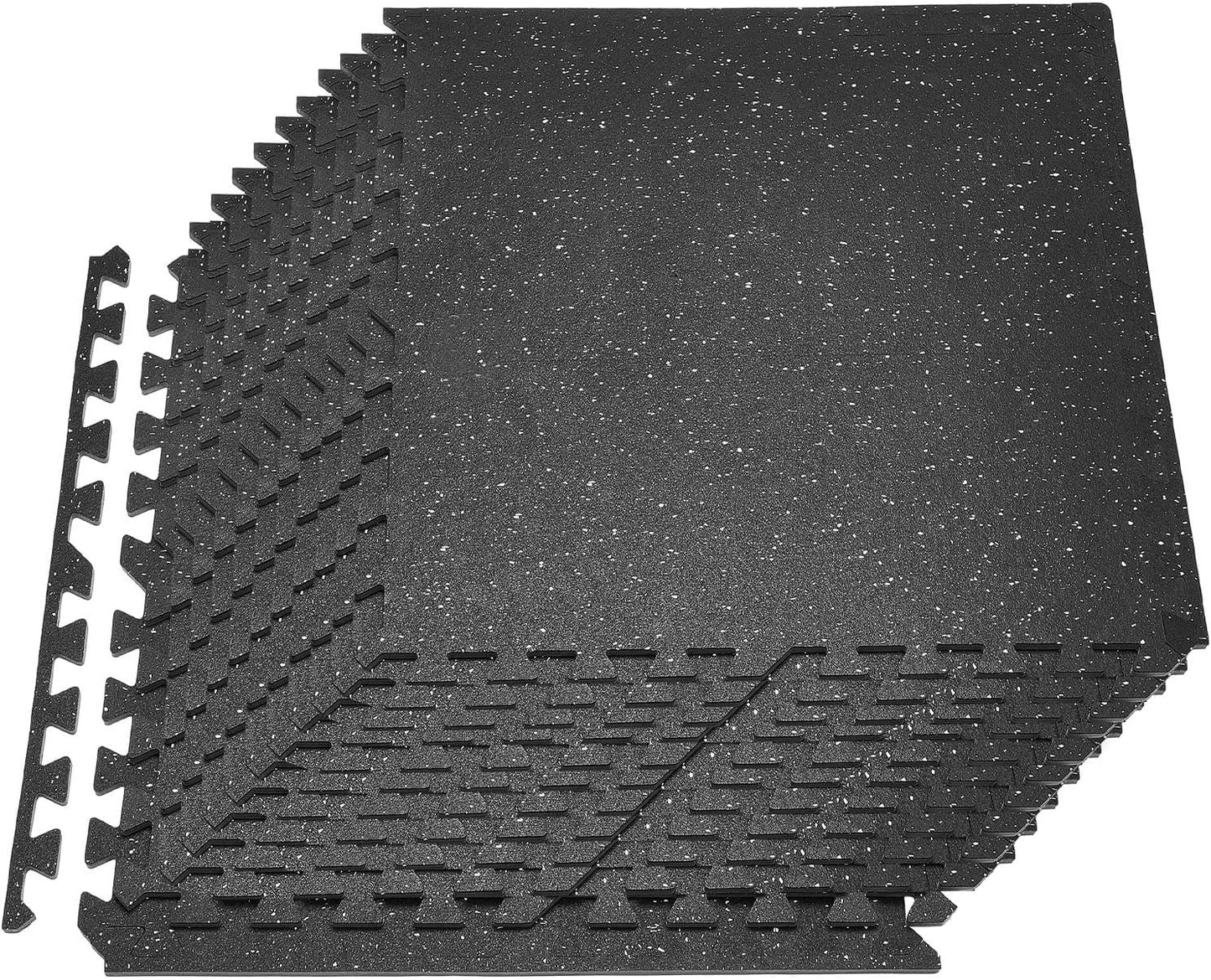 VEVOR Gym Flooring Tiles - High-Density EVA Foam, Interlocking 24 x 24In Mats, 96sq.ft, Black & White
