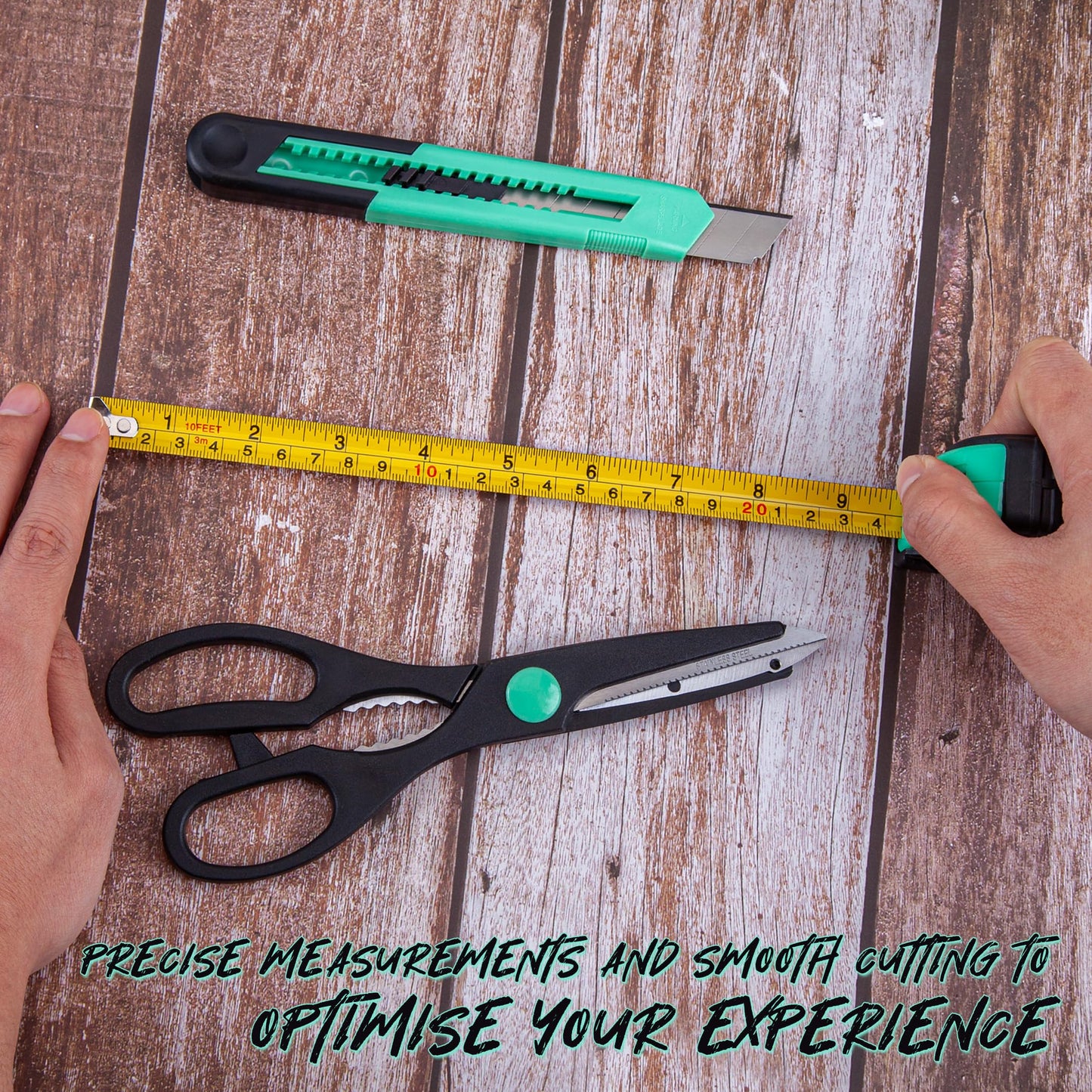 CARTMAN 39-Piece Home Tool Set Kit, Essential Household Hand Tools with Plastic Storage Case, Green