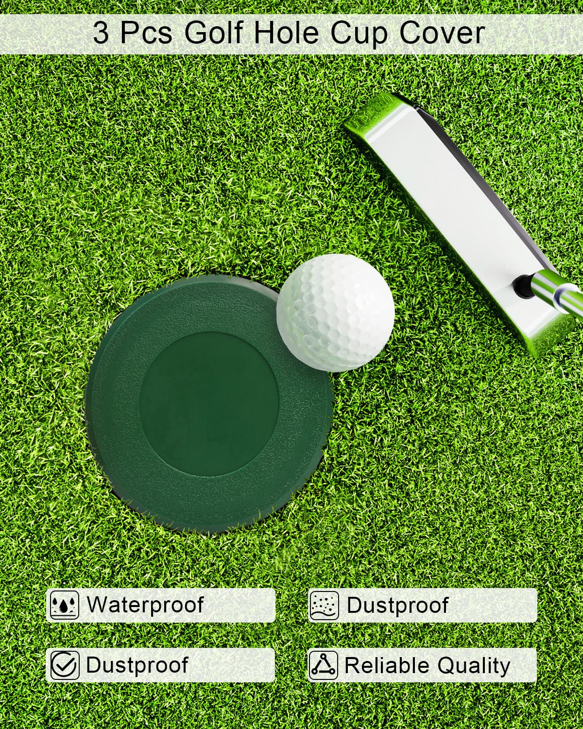 3Pcs Golf Cup Cover, Waterproof Golf Hole Putting Green Cup Covers, Golf Practice Training Aids for Backyard Garden Yard Outdoor Activities