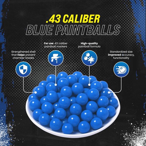 3Skull .43 Caliber Paintballs - Premium Blue Ammo for Umarex T4E Paintball Pistols
