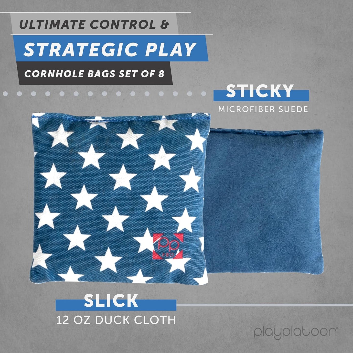 Skiennix Professional Cornhole Bags - Set of 8 Regulation All-Weather Double-Sided Bean Bags | Sticky & Slick Design