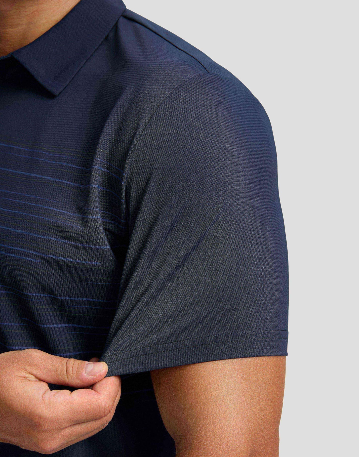 Men's Golf Shirts Dry Fit Moisture Wicking Performance Short Sleeve Collared Polo Shirts for Casual Tennis Bussiness (Navy Coloured Lines, M)