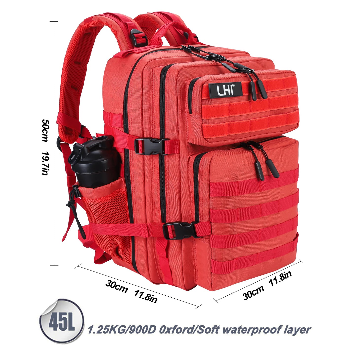 LHI Military Tactical Backpack for Men and Women 45L Army 3 Days Assault Pack Bag Large Rucksack with Molle System