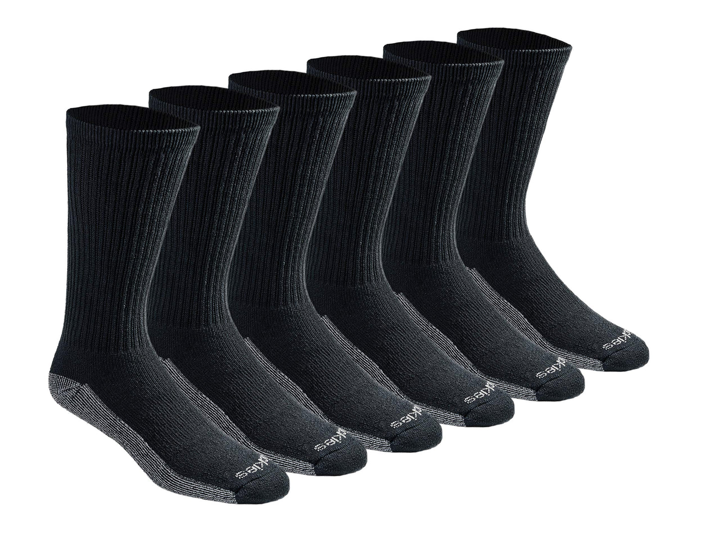 Dickies Dri-Tech Original Moisture Control Crew Socks, Available in M-XXL (6, 12, 18 Pairs), Black (6 Pairs), Large