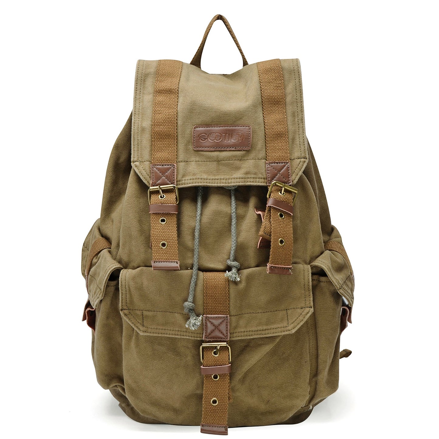 GOOTIUM 21101AMG Specially High Density Thick Canvas Backpack Rucksack, Field Tan, Large