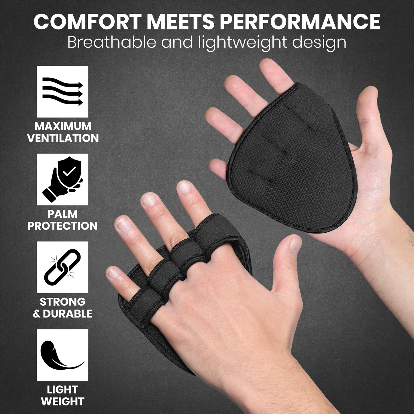 Stealth Sports Weight Lifting Gym Grip Pads Non-Slip Neoprene Pull Up Bar Pads Substitute of Workout Gloves Prevents Callus Tears–Calisthenics Fitness Weightlifting Grip Gloves (4 Loop)