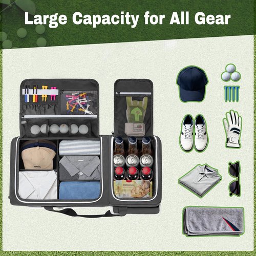 DSLEAF 2 Layer Golf Trunk Organizer with Bottom Shoe Space, Golf Car Locker for Men & Women, Holds 2-3 Shoes, Balls, Tees, Cap, Gloves and Clothes (Patenting Design)