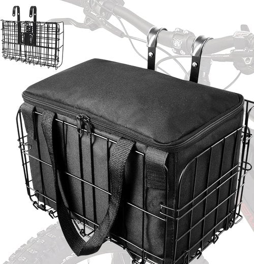 LIQING Folding Bike Basket - Quick Release Design with Removable Liner Bag for Pets & Groceries